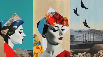 Art contemporary collage design. Surreal minimalism