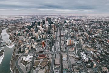 Aerial landscape of downtown Calgary