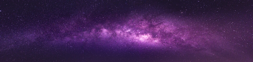 Panorama Milky way star on dark night.Deep sky on Universe. with noise and grain.Photo by long exposure and select white balance.