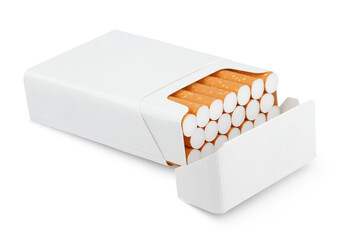 Open pack of cigarettes isolated on transparent background