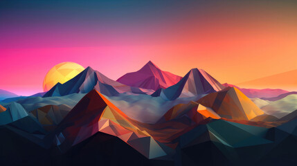 Fototapeta na wymiar Sunset over the hills. Generative AI