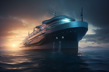 Fototapeta na wymiar futuristic ocean liner,sci-fi concept,illustration digital painting. Generative AI