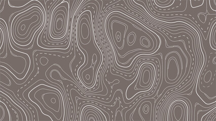 Stylized topographic map outline height in lines and contours. The concept of a conditional geographical scheme and the trajectory of the terrain. Ultra wide size. Vector illustration.