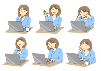 woman using a computer illustration