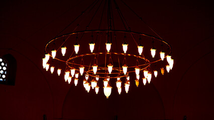The exquisite chandelier in the mosque