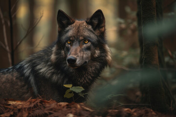 Fototapeta premium European gray wolf. Generative AI