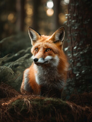 Fototapeta premium Fox in a forest. Generative AI