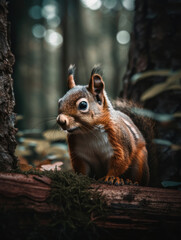 Naklejka na ściany i meble Red squirrel in the natural environment. Generative AI