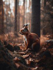 Portrait of Red Squirrel. Generative AI