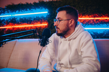 Man on a podcast