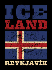 Iceland countrly flag graphic design, vector illustration
