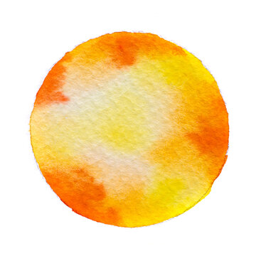 Paint a circle of watercolor for the text message background. Colorful splashing in the paper. It is wet texture from brushes. Picture for creative wallpaper or design art work.