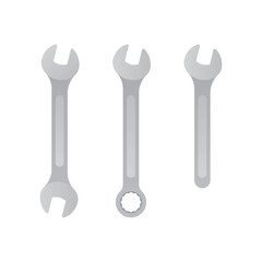 Vector three types service key - wrenches symbols. Isolated on white background.
