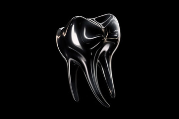 Tooth Logo On Black Background. Generative AI