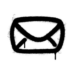 Spray Painted Graffiti mail icon Sprayed isolated with a white background. graffiti envelope with over spray in black over white. © Doa Bunda