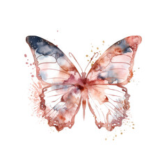 Watercolor Butterfly, Rose Gold, Boho
