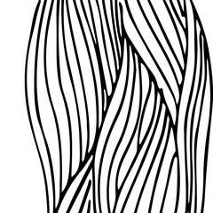 Simple minimalist wave pattern. Hand drawn graphic line art. Modern abstract  landscape. Monochrome black and white curly doodles.
