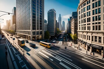 Busy city street. Generative AI