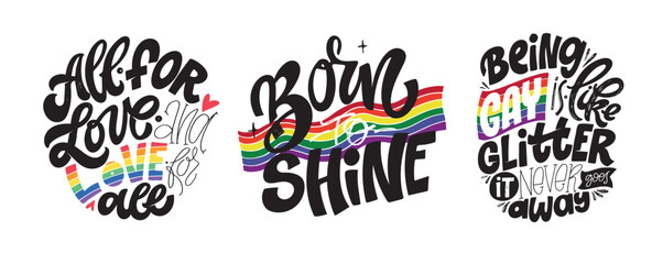 Funny hand drawn lettering about love. Pride month, trans love.