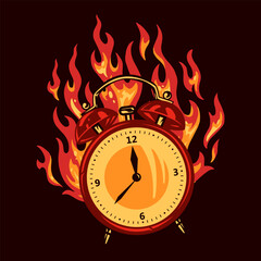 Fire alarm clock emblem colorful