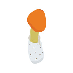 Mushroom icon, hand drawing, orange head isolated 
