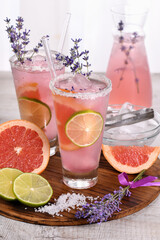 Paloma with soft delicate notes of lavender and grapefruit, very light, incredibly refreshing summer cocktail.