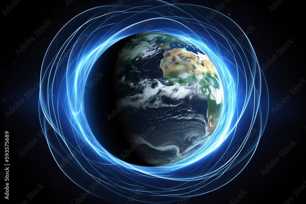 Canvas Prints earths magnetic field in outer space. generative ai
