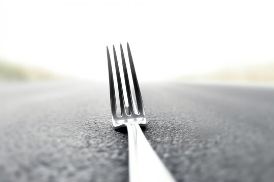 Fork in road on white background. Generative AI