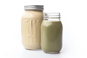 Khaki juice and white chocolate on a white background. Generative AI