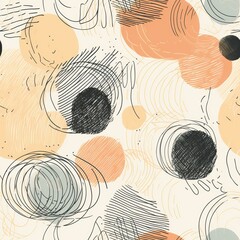 One of a kind geometric organize with hand drawn doodle sort in circles, unimportant surface . Seamless pattern, AI Generated