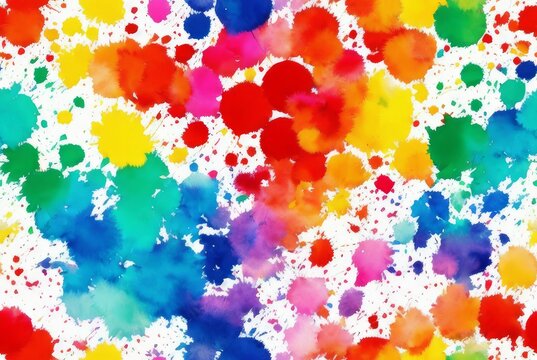 Rainbow Paint Drips Seamless Tile Watercolor-Style Drops Colorful Splatter Illustration [Generative AI]