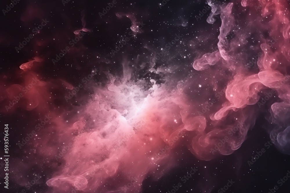 Canvas Prints pink nebula with stars for fantasy galaxy background. generative ai