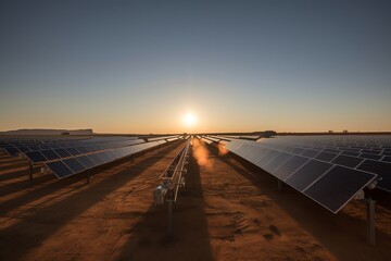Solar power plants photo. Generative AI