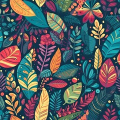 organize of a tropical work of craftsmanship, with multicolored hand drawn components and inquisitively establishment . Seamless pattern, AI Generated