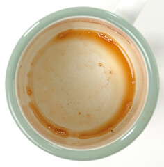 Dirty coffee mug on white background