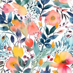 tropical organize with multicolored hand drawn components and locks in foundation. clears out organize . Seamless pattern, AI Generated