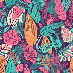Summer botanical engage looking like unfinished watercolors, come full circle for materials and modify . Seamless pattern, AI Generated