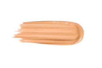 Smear of facial foundation is light beige in color. Isolated on a white background.