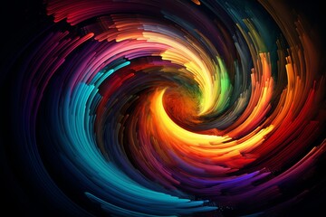 Colorful Swirling Vortex Digital Art. Generative AI