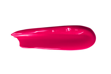 Smear of lipstick, lip gloss, paint, pink. Isolated on a white background.