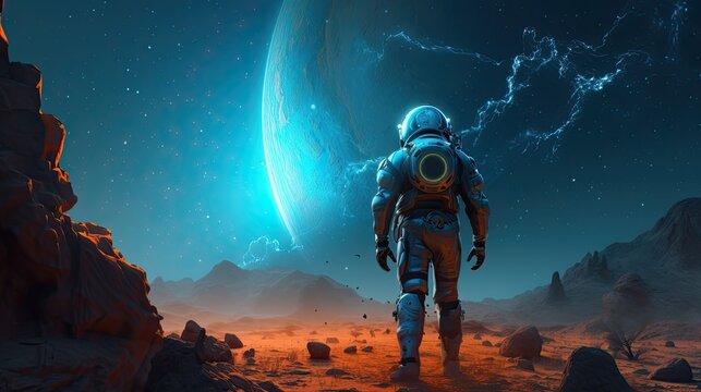 Astronaut in space suit Generative AI