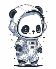 A Lovable Character of a Cute Baby Panda Wearing an Astronaut Suit
