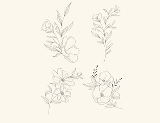 Leaf and flowers illustration design