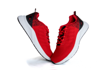 Red sneakers on a transparent background