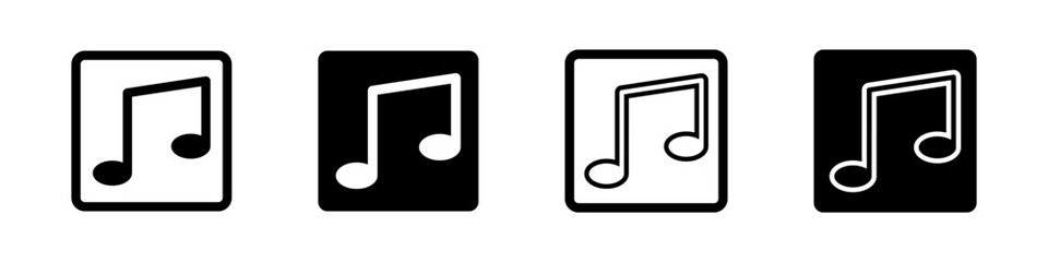 Music notes sign in square. Musical set of symbol for web design. Music notes flat style vector illustration.