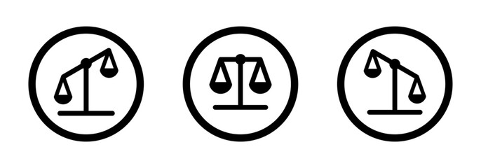 Set of black scales in circle. Justice scale icon. Libra sign. Business vector illustration.