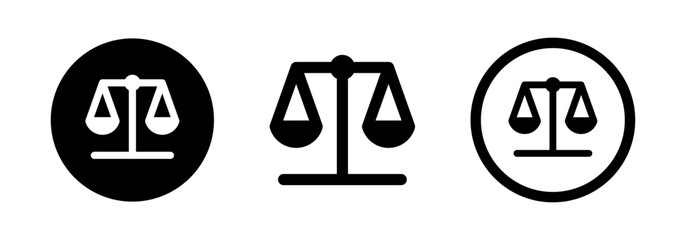 Set of black scales. Justice scale icon. Libra sign. Business vector illustration.