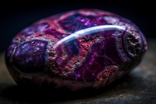 Macro Close-up of Rare Purple Sugilite Stone Crystal, Genrative Ai