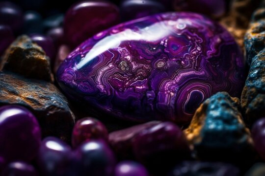 Macro Close-up of Rare Purple Sugilite Stone Crystal.