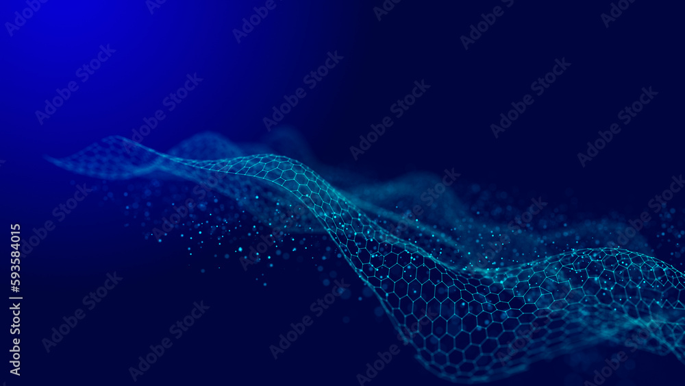 Poster abstract digital wave. digital network background. 3d rendering